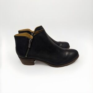 Size 7.5. Lucky Brand Black Burklee Booties Zip Boots
